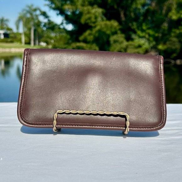 Coach Vintage Leather Turn Lock Case Wallet Mahogany Brass 7171 - Picture 2 of 15